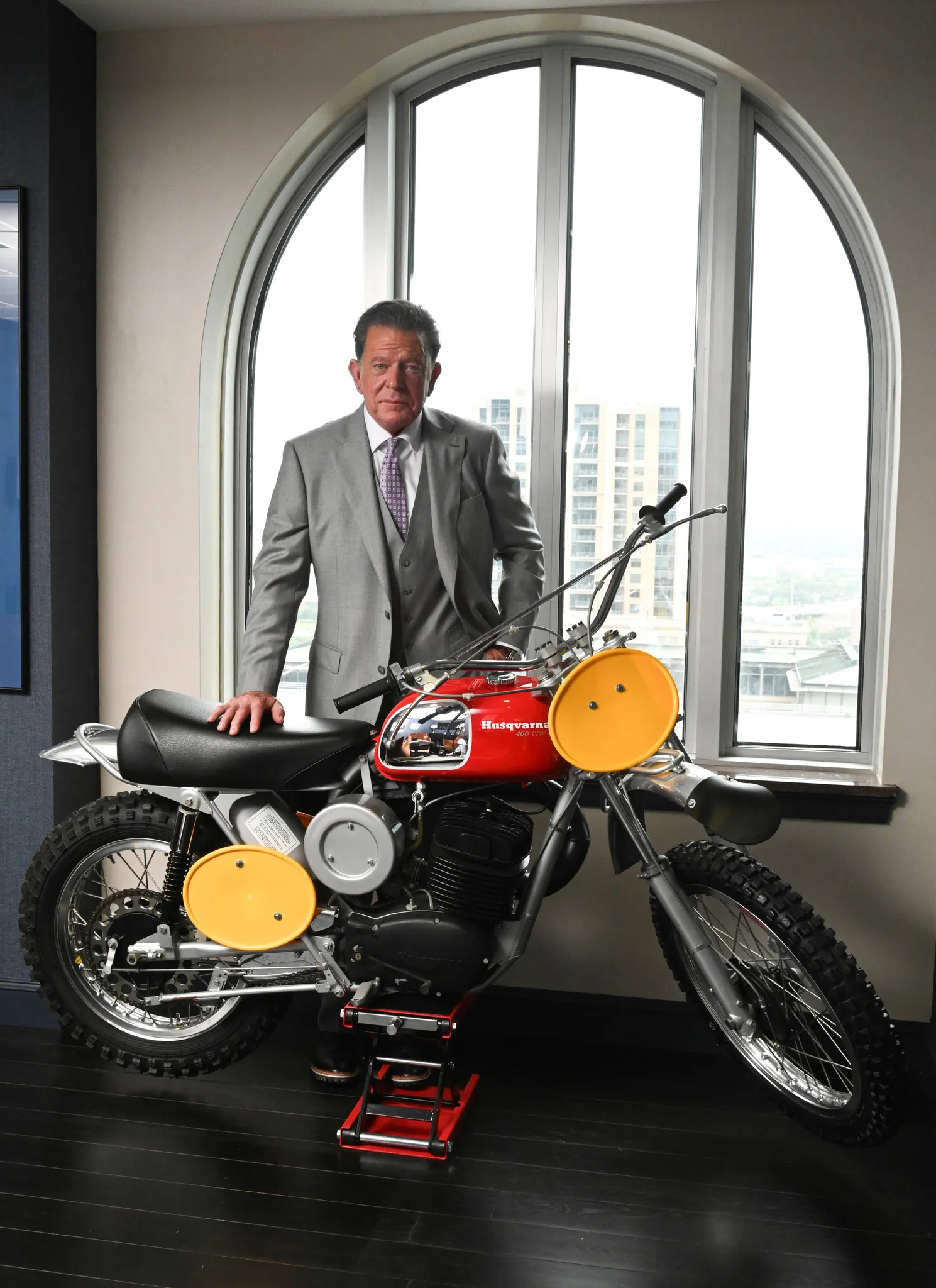 Dan Cogdell with a vintage motocross bike